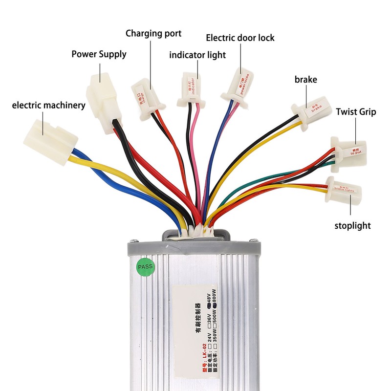 48V 800W Bike Brush Controller Set with Keys Thumb Throttle