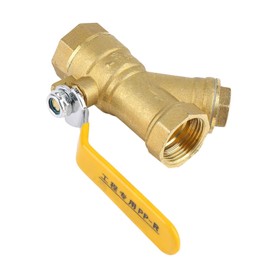 Y Type Ball Valve, NPT Ball Valve, Y Type Brass Strainer Filter Ball Valve 3/4" BSPP Female Thread Yellow for Water Natural Gas