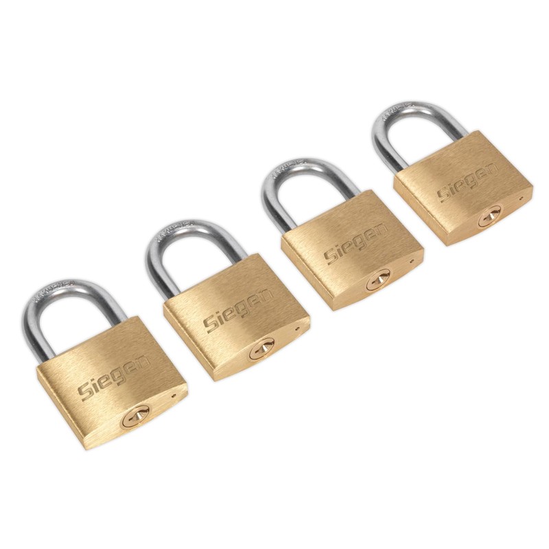 Sealey S0992 Key Alike Brass Body Padlock with Brass Cylinder,