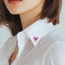 KZQtriid Brooches For Women,14k Gold Plated Copper,Crystal Brooch Collar Pin,Love Brooch,Heart Brooches，Collar Pin