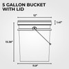 5-Gallon White Bucket Pail Container with Lid | Food Grade