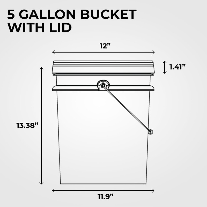 5-Gallon White Bucket Pail Container with Lid | Food Grade