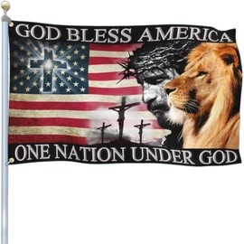 Kmxzint One Nation Under God Flag Patriotic God Bless America 4th of July Memorial Day Flags for Outside 3x5 Ft Christian Jesus Yard Banner Outdoor House Decorations
