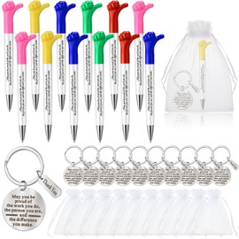 Thumbs up Pens Employee Appreciation Gifts Cute Hand Gesture Funny Pen Inspirational Keychain Coworkers Leaving Gifts Organza Bag for Graduation Colleagues Employee Retirement Thank Gift (12 Sets)