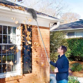 Gutter Cleaning Tool from Ground - Gutter Cleaning Tools Adjustable Gutter Cleaner | No Ladder Needed Rain Gutter Cleaning Tool Easy Remove Leaves and Debris Under Gutter Hangers (Grey)