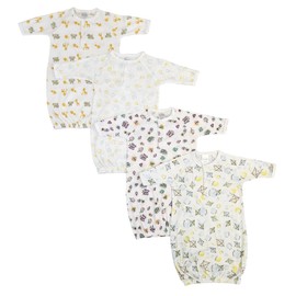 Bambini NC-0810 Newborn Baby Girls 4 Piece Gown Set White & Pink