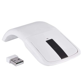 ASHATA Ultra Slim Foldable 2.4Ghz Touch Mouse, Lightweight Foldable Touch Arc Mouse with USB Receiver for PC Laptop Desktop (White)