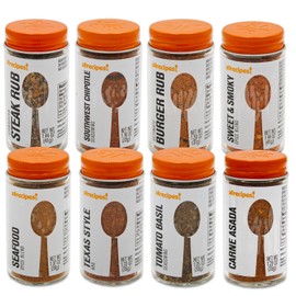 Bulk Starter Seasoning Set for Seafood, Sweet n Smoky, Ultimate Burger, Chipotle, Carne Asada, Tomato Basil, Texas Style BBQ, & Canadian Steak Rub