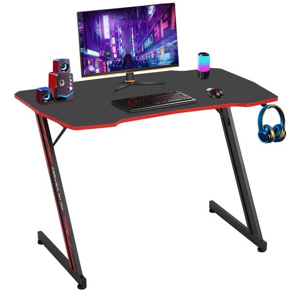BestOffice 39" Gmaing Desk Computer Gaming Desk Z Shaped Gaming