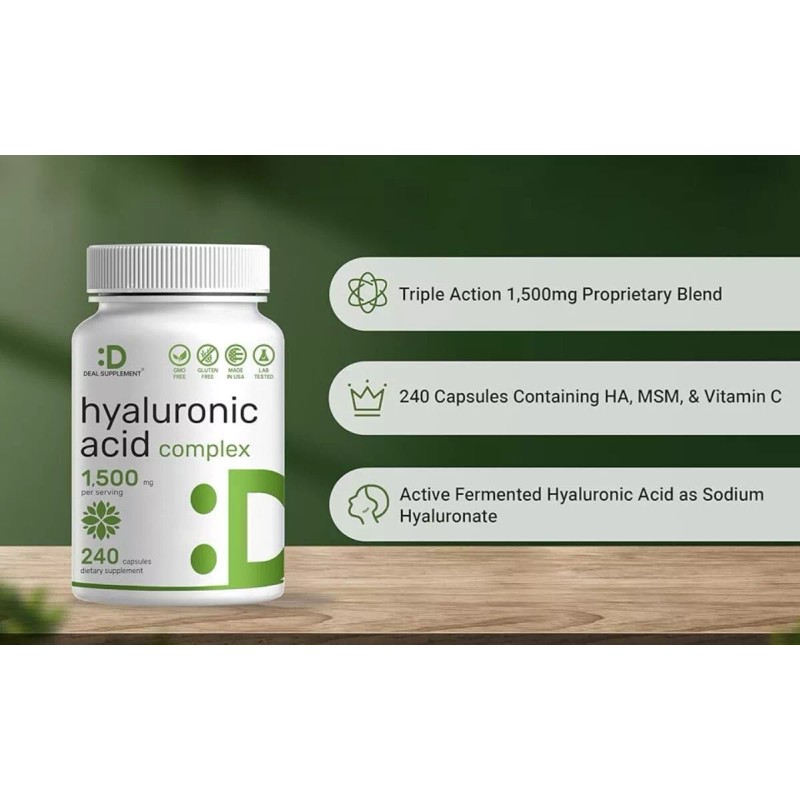 DEAL SUPPLEMENT Hyaluronic Acid Supplements 1,500mg Pills with MSM &