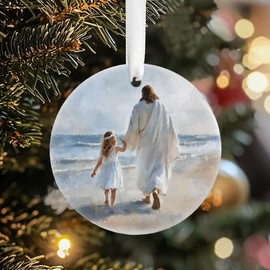 I am a Child of God, Lds Baptism Ornament, Jesus with Girl Walking on the Beach, Lds Baptism Gift, LDS Christian Gift, Meaningful Christmas Gift