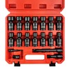 18PCS 1/2" Drive Shallow Universal Impact Socket Set,Swivel Socket Set,Metric