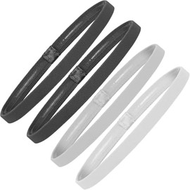 4 Pack Anti-Slip Thin Elastic Sports Headbands, Sport Headband for Football Yoga Running Exercise Headband Sweat-Absorbent Band Unisex (Black,Gray)