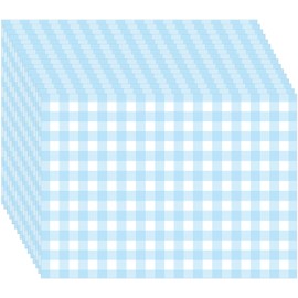 Moinchore Blue and White Gingham Paper Placemats Disposable Blue Checkered Plaid Placemats, 10 x 14 Inch Rectangle Table Mats for Wedding Birthday Baby Shower Picnic Party Favor Table Decorations