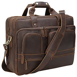 TIDING 18 Inch X-Large Leather Briefcase for Men Business Travel Messenger bag Attache Case Fits 17.3" Laptop