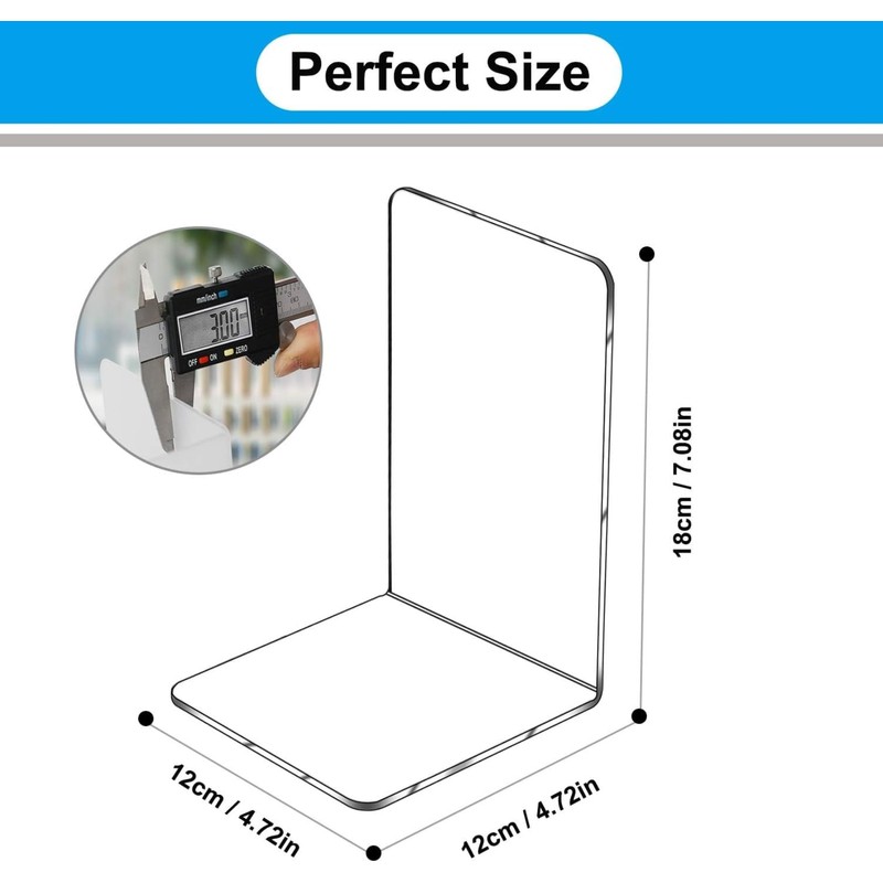 Qidexin 8pcs Book Ends, Acrylic Bookends, Non-Skid Book End, Clear