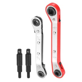 sourcing map 4pcs HVAC Service Wrench Set 1/4" 5/16" 3/16" 3/8" 25° 16-Teeth Air Conditioner Valve Reversible Ratchet Wrench with Hexagon Bit Adapter for Refrigeration Equipment Repair, 2 Color