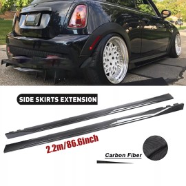 Unbranded For Mini Cooper S R53 R56 Carbon Fiber 2.2m Side Skirt Rocker Panel Splitter