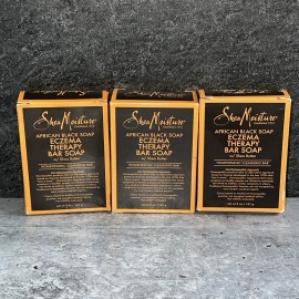 Shea Moisture 3 Bars Shea Moisture African Black Soap Eczema Therapy Bar Soap Shea Butter 5oz
