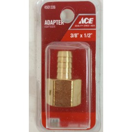 Ace 3/8" Barb x 1/2" Female FIP FPT Brass HOSE BARB Adapter Connector