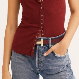 Women's Belts with Gold Buckle, Fashion Waist Band, Elegant Ladies' Belt, Gift for Women, Burgundy Gold, 28-31 (Pant 6-10)