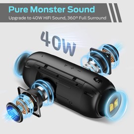 Monster S320 Bluetooth Speaker, Portable Bluetooth Speaker, 40W True Wireless Speaker,360° Stereo Sound Effect, IPX7 Waterproof Speaker, 32 Hour Playing Time, Suitable for Outdoor Speaker
