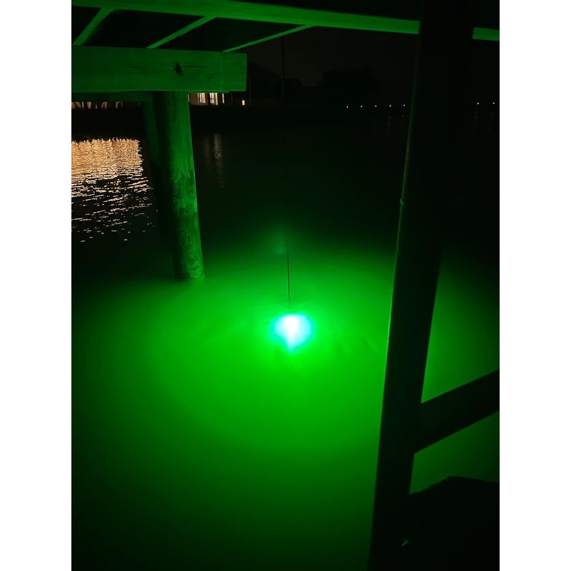 HydroGlow Underwater Fishing Light – High-Output Green LED (360° Visibility),