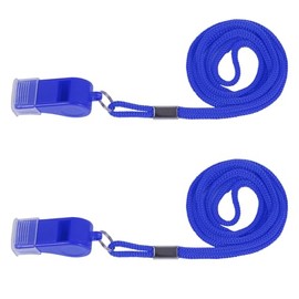 Plume'CHJ 2 paquetes de silbato de emergencia deportivo de plástico con cordón y agarre en la boca, sonido fuerte y claro, silbato de plástico es perfecto para salvavidas, defensa personal y