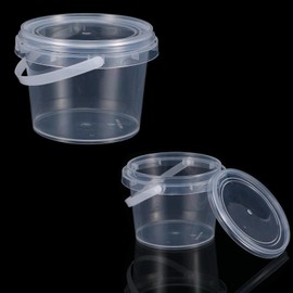 50 PCS 10 oz Slime Containers with Lids and Handles, Plastic 300ml Storage Bucket Containers, Clear Slime Storage Case for Slime DIY Art Craft, Pigment, Small Tools, Part Material