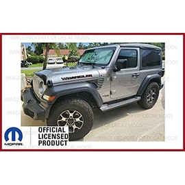 Decal Mods Wrangler Hood Graphic Decals Stickers fits Jeep Wrangler JK & JL (2007-2024) Black Red Outline (Set of 2) FJ3Y7
