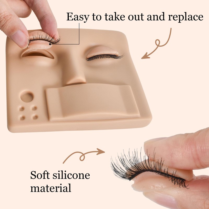 Eyelash Transplant Practice Head Shape Eyelashes with Interchangeable Eyelashes Practice