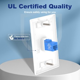 VCE Ethernet Wall Plate 1 Port (UL Listed) with Cat6 Female to Female RJ45 Keystone Coupler Blue, RJ45 Network Wall Jack Outlet, 1 Pack
