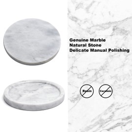 Moreast Real Natural Marble Tray, Decorative Stone Round Vanity Tray, Genuine Marble Tray for Bathroom, Kitchen, Dresser, Holding Jewelry, Perfume, Shampoo, 5.5 Inch