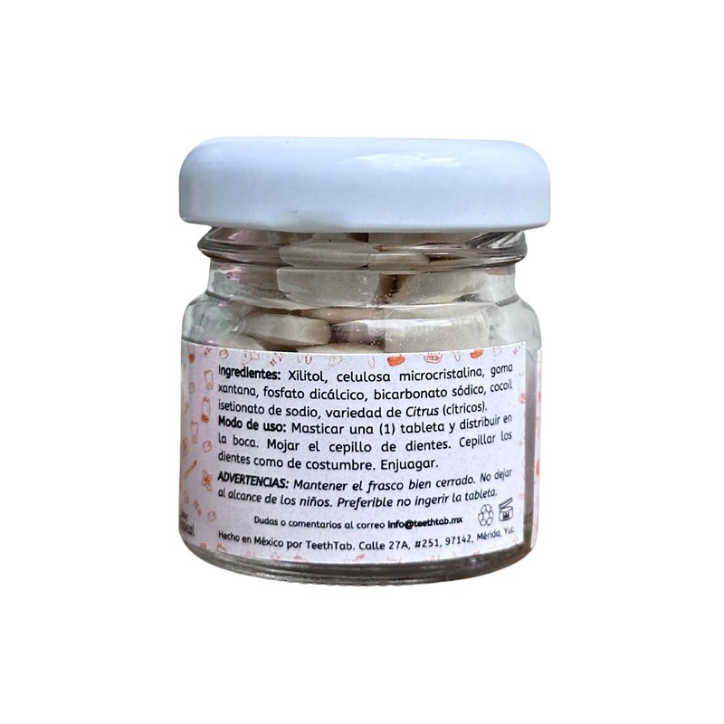 TeethTab Pasta Dental en Tabletas sin flúor Tropical 20g Mini