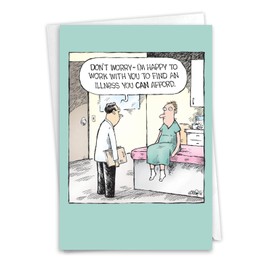 NobleWorks Funny Get Well Greeting Card with 5 x 7 Inch Envelope (1 Card) Affordable Illness C10095GWG