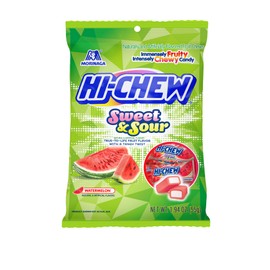 HI-CHEW Sweet & Sour Watermelon, Pack of 12 Mini Bags, 1.94oz each - Unique Fun Soft & Chewy Taffy Candy - Immensely Juicy Fruit Flavors - Individually Wrapped for Sharing