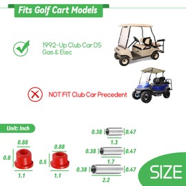 Cartalia Golf Cart Front Lower Leaf Spring & Upper A-Arm Bushing Sleeves Kit for Club Car DS 1992-Up Gas/Electric, Replace Polyurethane Bushing and Sleeves OEM # 1016346 1016349 1016350 1015583