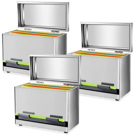 Tessco 3 Pcs Stainless Steel Straw Dispenser Holder with Metal Lid Reusable Straw Dispenser for Restaurant Countertop Home Coffee Bar (Silver)