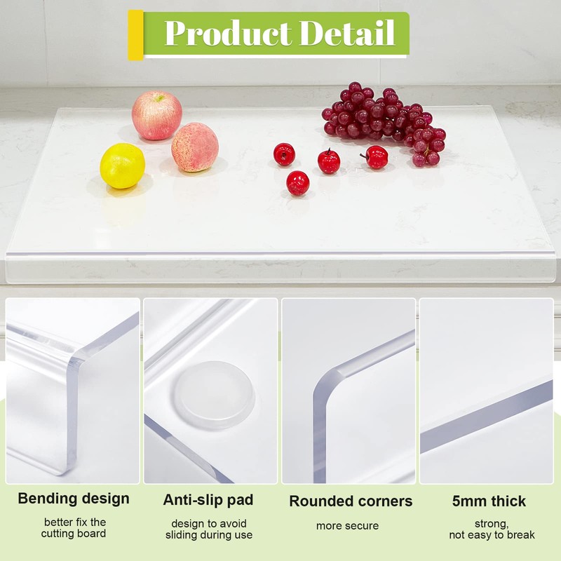 Wesiti Large Acrylic Cutting Board with Lip Non Slip 30