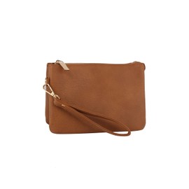 Handbag Republic SHOULDER BAGS WRISTLET CLUTCH HANDBAGS CONVERTIBLE TO CROSSBODY (Light Brown(TD-0003))
