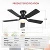Mpayel Ceiling Fans with Lights- 46" Low Profile Indoor Ceiling