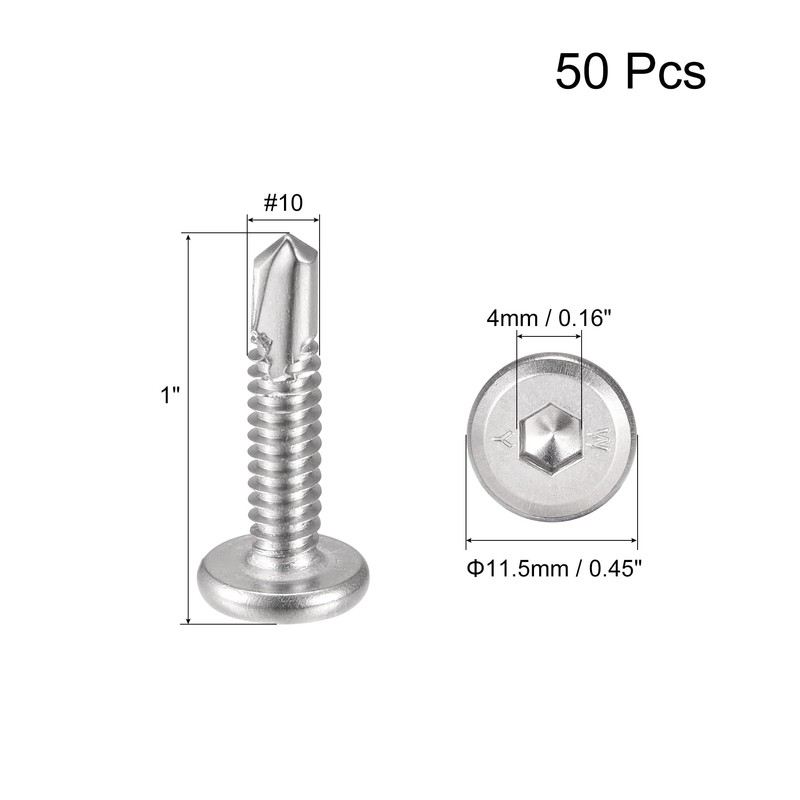 uxcell Hex Socket Self Tapping Screws, #10 x 1 410