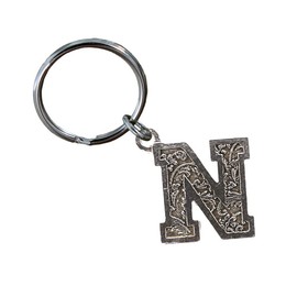Letter N Keychain, Pewter, L014KC, 1 3/8 inches, 100% American Made, N Keychain, N Key Chain, English N Keychain, Alphabet Key Chain, Letter Keychain, Key Chain, All 26 Alphabet Letters Available.