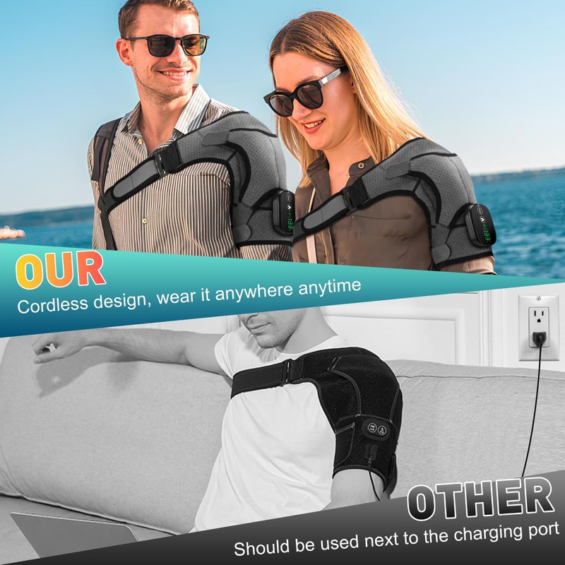 Shoulder Heating Pad, Heated Shoulder Wrap with Massage, Heated Shoulder