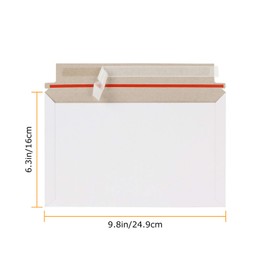 Acrux7 100 Pack Self Seal Photo Document Mailers, 9.8x6.3 Inch Rigid Cardboard Mailers, Stay Flat White Envelopes for CD, Photos, Pictures, Papers, etc.