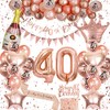 40th Birthday Decoration for Women, Rose Gold 40th Birthday Decorations, 40th Rose Gold Balloons Happy 40th Birthday Banner Triangle Flag Banner Number 40 Balloons for Birthday Party Decorations