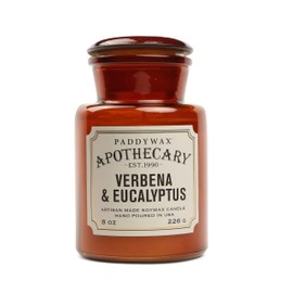 Paddywax Apothecary Collection Soy Wax Blend Candle in Glass Jar, Medium, 8 Ounce, Verbena & Eucalyptus
