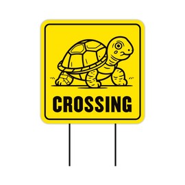 Voila Print Pack of 3 Turtle Crossing Yard Sign - Coroplast Turtle Warning Sign, Turtle Xing Sign, Caution Turtle Crossing Yard Sign with Stakes, VP5662