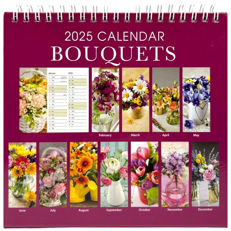PaulStore 2025 Desk Top Calendar Month to View Flip Over