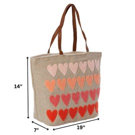 Twig & Arrow Large Canvas Woven Tote Bag for Women with Magnetic Snap Closure - Stripes, Hearts or Rainbows